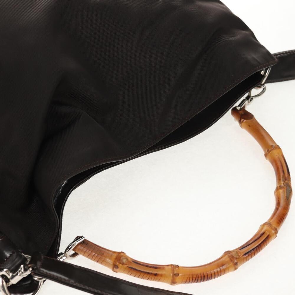 GUCCI Bamboo Hand Bag Nylon 2way Brown Auth ep11084 - Picture 7 of 16